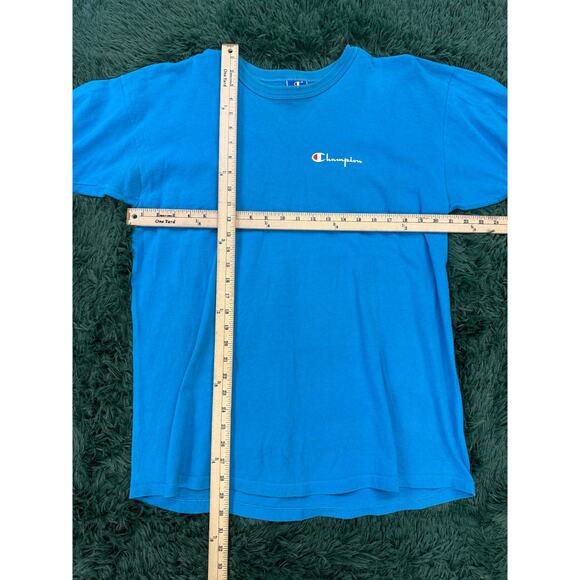 90s Blue Champion Brand Minimalist T-Shirt Made in the U.S.A - Picture 5 of 8